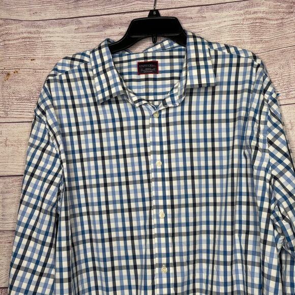 Untuck It Long Sleeve Blue Plaid Gingham Button Down Shirt Size XXXLC - Picture 3 of 11